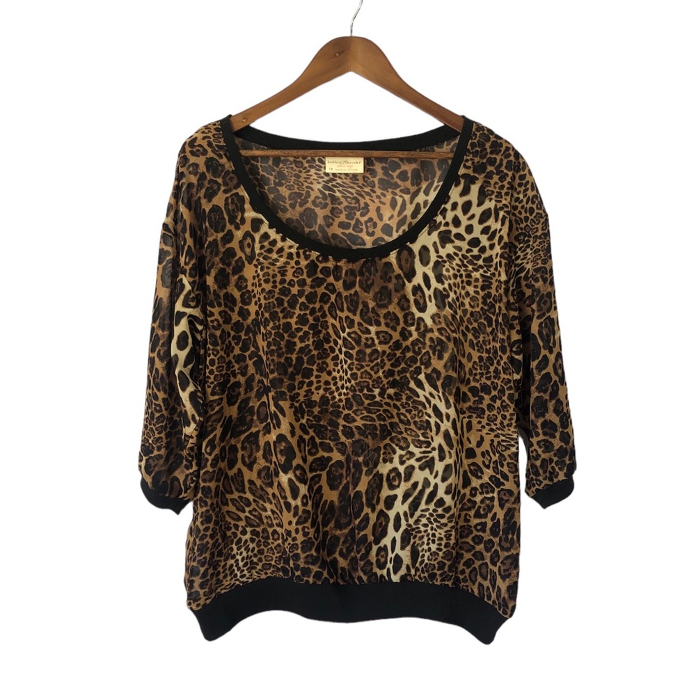 Bobbie Brooks Pluse Size Leopard Print Top Sheer Festival Size 1X